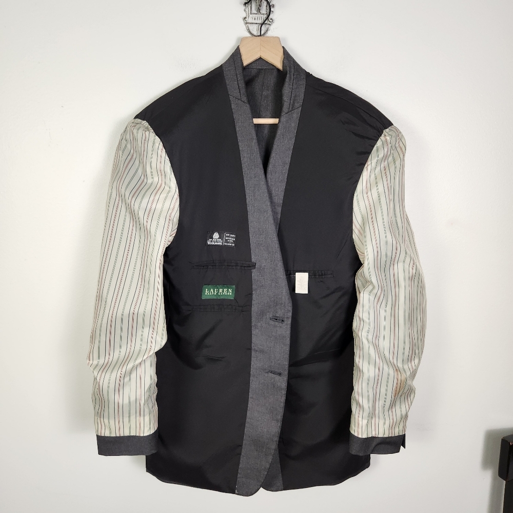 EUC LRL Ralph Lauren Charcoal‎ Gray Single Breasted Suit Jacket Size 42R #677 - Picture 7 of 12